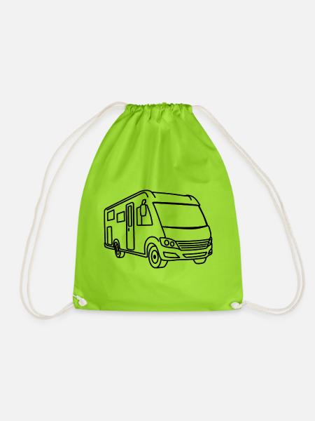 Wohnmobil Vollintegriert - Front - Kontur schwarz - Turnbeutel - Neongrün