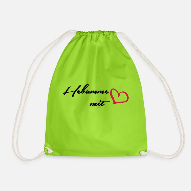 Hebamme mit Herz - Turnbeutel - Neongrün