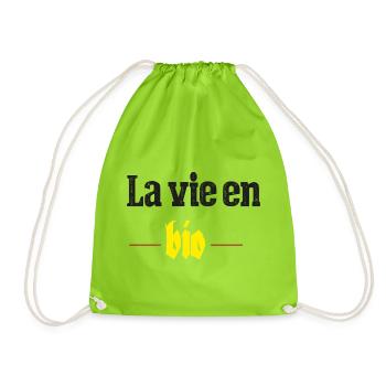 La vie en Bio idée cadeau - Sac de sport léger - vert néon - Devant