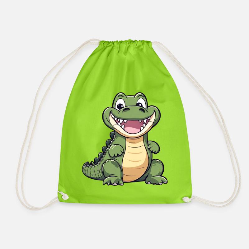 Crocodile - Drawstring Bag - neon green