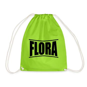 T-Shirt Flora T-Shirt Geschenkidee - Turnbeutel - Neongrün - Vorne