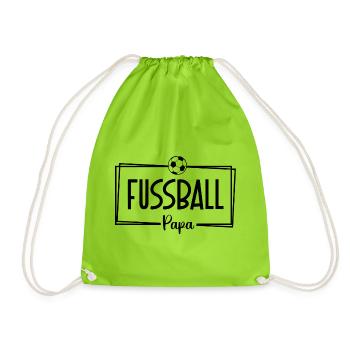 Fussball Papa schwarz - Turnbeutel - Neongrün - Vorne
