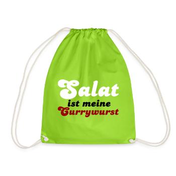 Salat ist meine Currywurst - Drawstring Bag - neon green - Front
