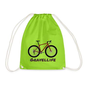 GRAVELLIFE Gravel Bike Road Bike Cycling - Drawstring Bag - neon green - Front