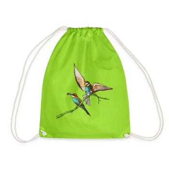 Bee-eaters in approach - Drawstring Bag - neon green - Front