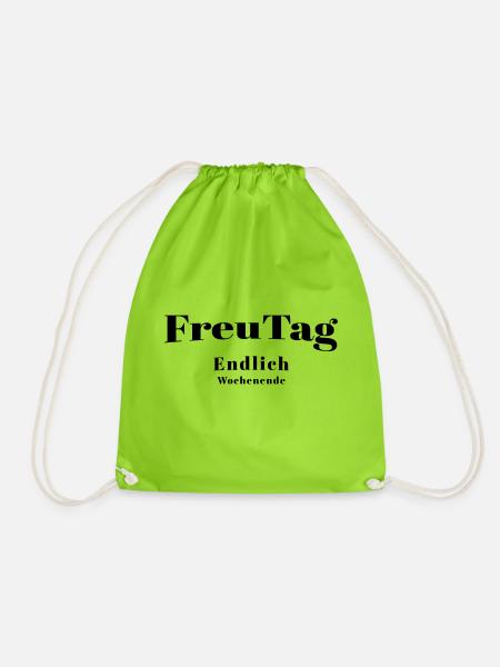 FreuTag- Endlich Wochenende - Turnbeutel - Neongrün
