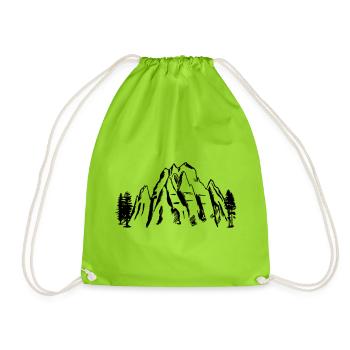 Mountains, Mountains - Drawstring Bag - neon green - Front