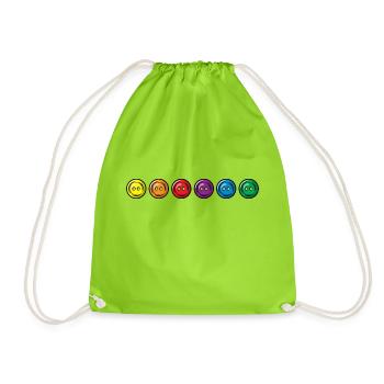 Boutons colorés - les uns à côté des autres - Sac de sport léger - vert néon - Devant