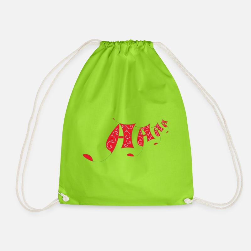 A in initial letters - Drawstring Bag - neon green
