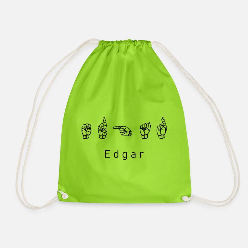 Edgar (Name ) mit Gebärdensprache DGS ASL - Turnbeutel - Neongrün