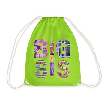 BIG SIS II- Sister - Big Sister - Partner Look - Drawstring Bag - neon green - Front