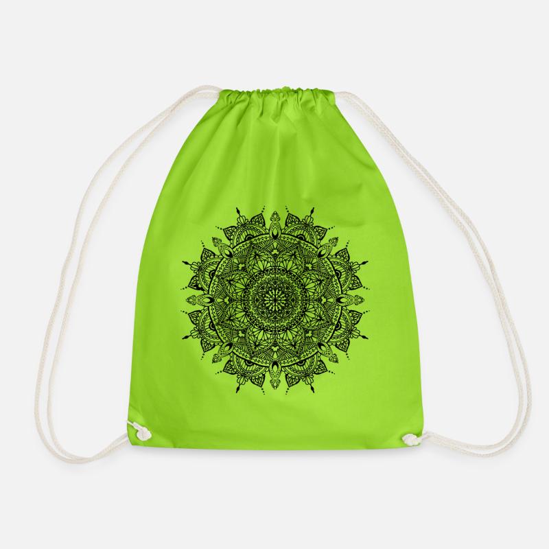 Mandala - Drawstring Bag - neon green