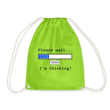 Please wait ... I'm thinking! - Drawstring Bag - neon green - Front