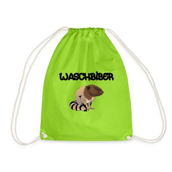 The wash beaver mythical creature shirt motif - Drawstring Bag - neon green - Front