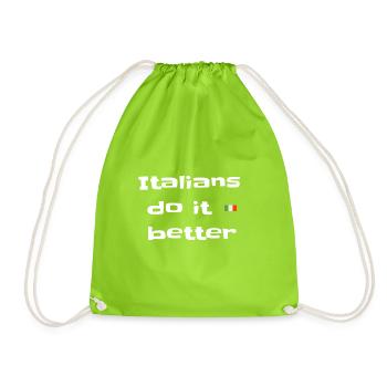 Italians do it better!!Geschenk - Turnbeutel - Neongrün - Vorne