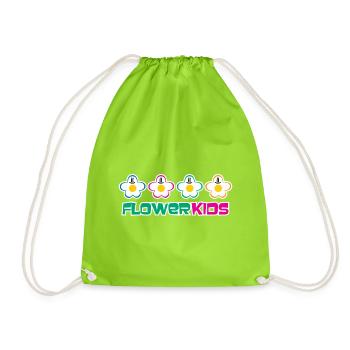 FLOWERKIDS (Row Logo) - Drawstring Bag - neon green - Front