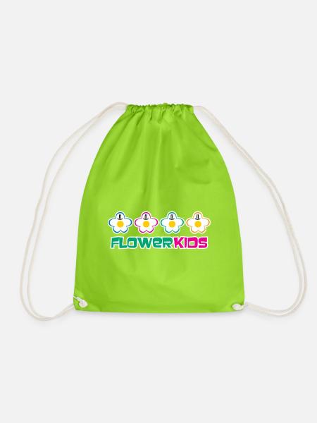 FLOWERKIDS (Row Logo) - Turnbeutel - Neongrün