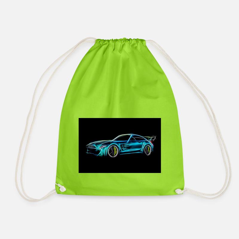 Car racing car sketch - Drawstring Bag - neon green