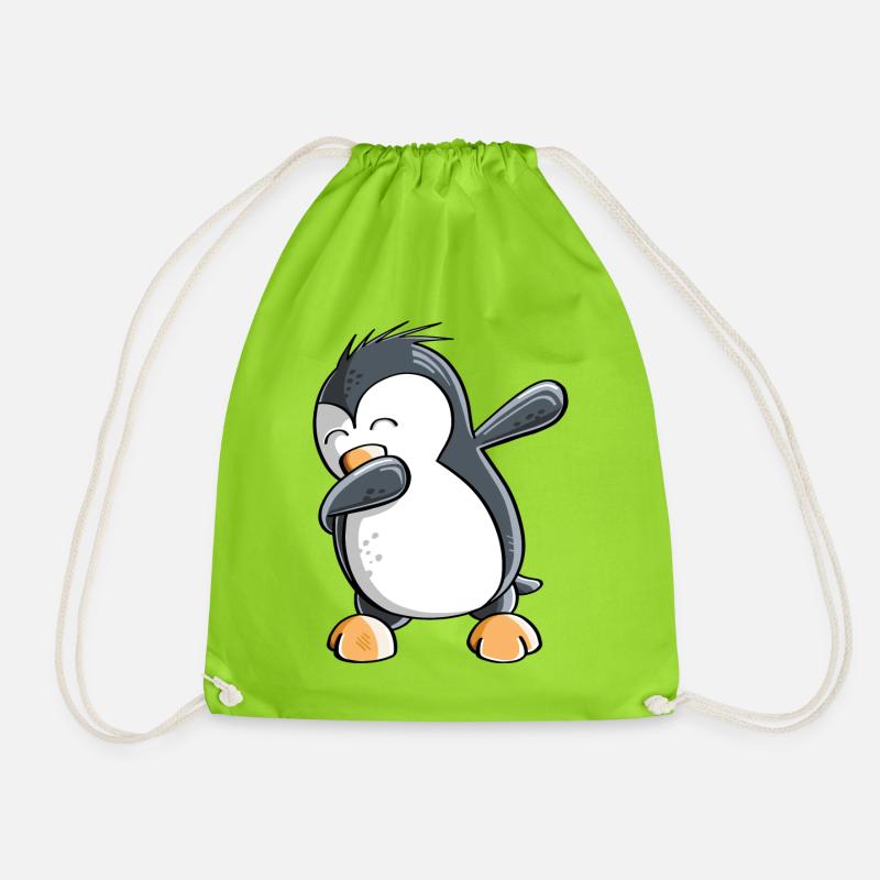 Dab Dance Pinguin - Dabbing - Fun Comic - Geschenk - Turnbeutel - Neongrün