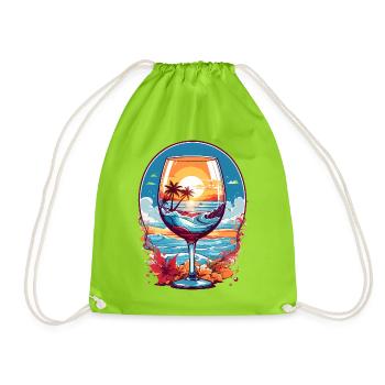Verre de vin de plage - Sac de sport léger - vert néon - Devant