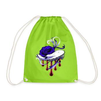 Hände, Rosenblüte, Bluttropfen, geschenkidee frau - Turnbeutel - Neongrün - Vorne