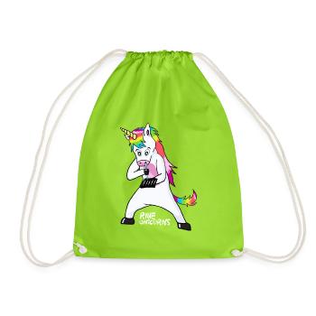 Rave Unicorns Line White Logo 18+ - Drawstring Bag - neon green - Front