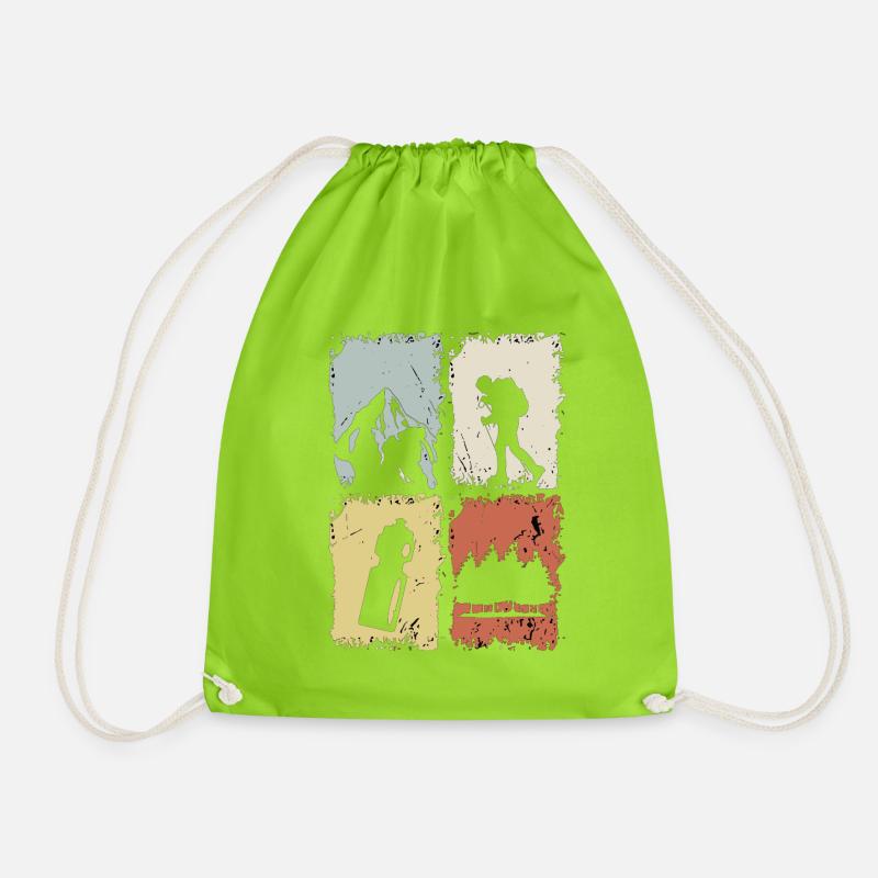 Four Panel Silhouette Grunge - Drawstring Bag - neon green