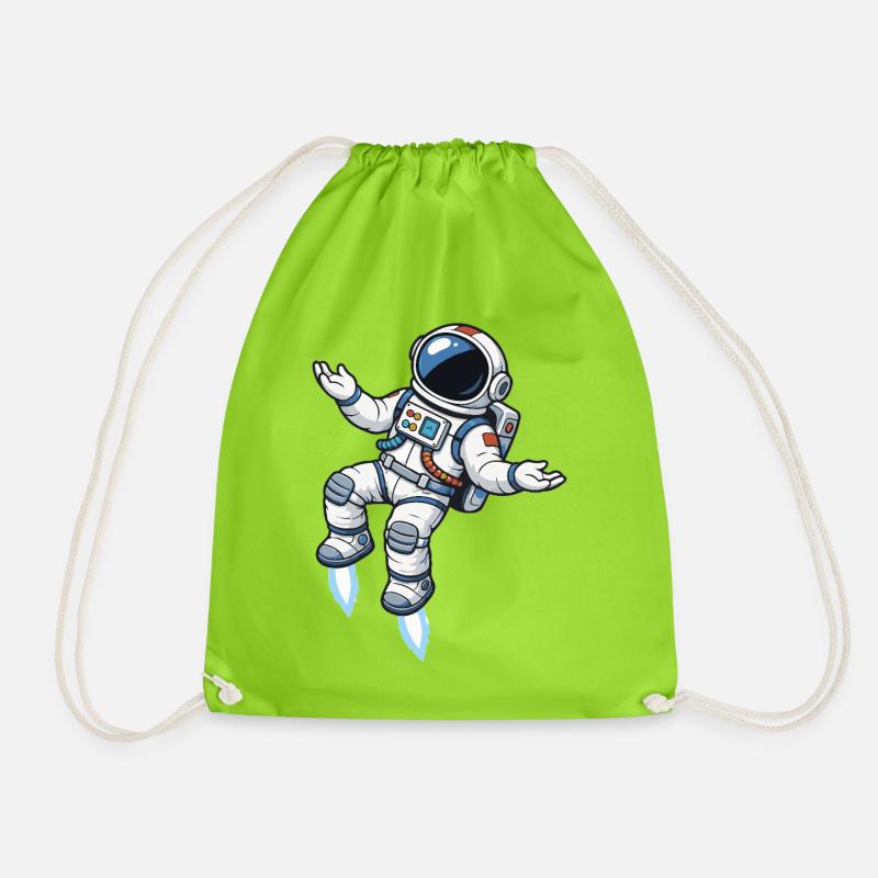 Schwebender Comic Astronaut mit Raketenantrieb - Turnbeutel - Neongrün