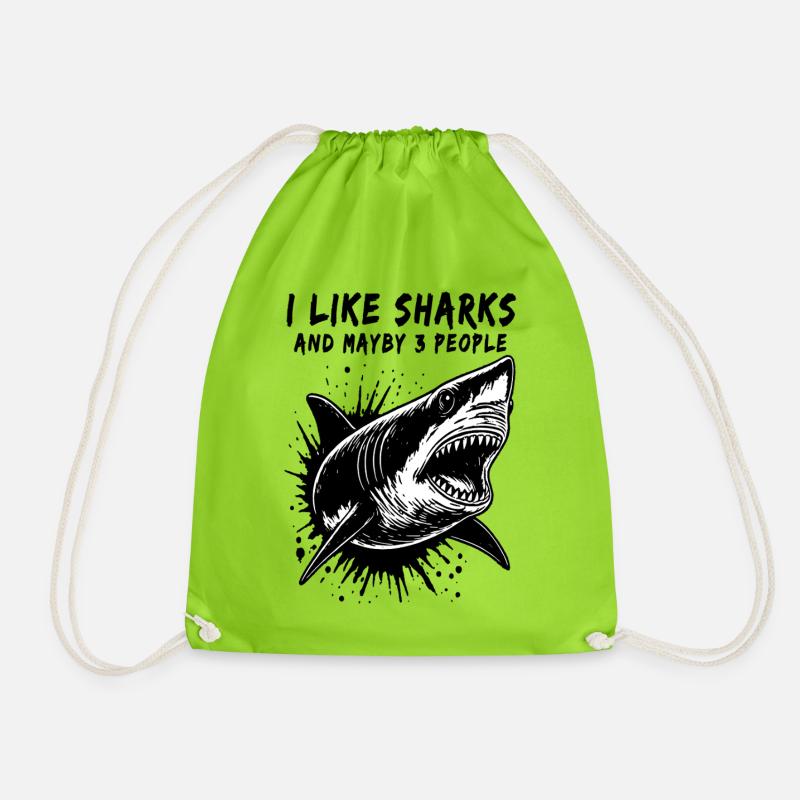 A silent but deadly, sarcastic shark. - Drawstring Bag - neon green