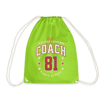 Tennis Coach Birthday 1981,Best Coach Shirt - Drawstring Bag - neon green - Front