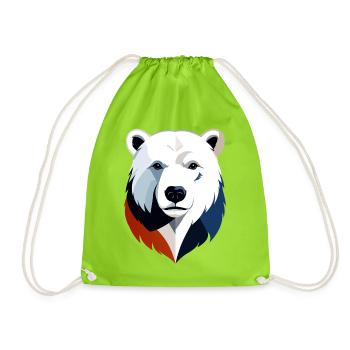 Geometrischer Polarbär Farbsplit - Turnbeutel - Neongrün - Vorne