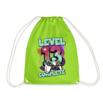 Level 13 Complete Gaming Splash years old - Drawstring Bag - neon green - Front
