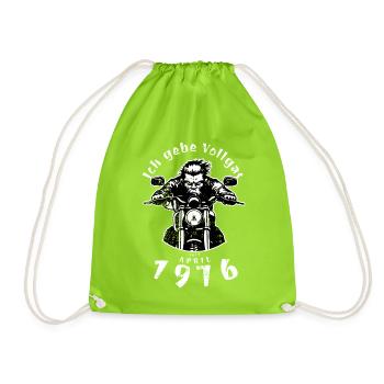 50. Geburtstag Ich gebe Vollgas seit 04/1976 - Turnbeutel - Neongrün - Vorne
