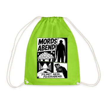 Mordsabend Filme Nein Feierabend - Turnbeutel - Neongrün - Vorne