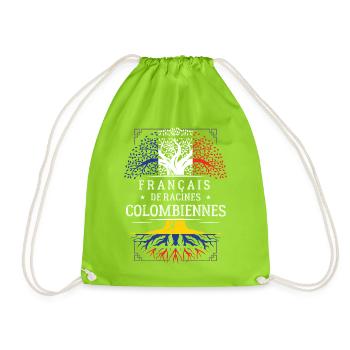 Francais De Racines Colombiennes T-Shirt Cadeau... - Sac de sport léger - vert néon - Devant