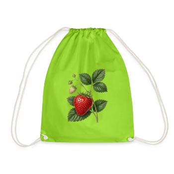 Botanische Illustration von Erdbeeren im Vintage-Stil - Turnbeutel - Neongrün - Vorne
