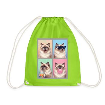 Cats Sacred Birman Cat - Drawstring Bag - neon green - Front