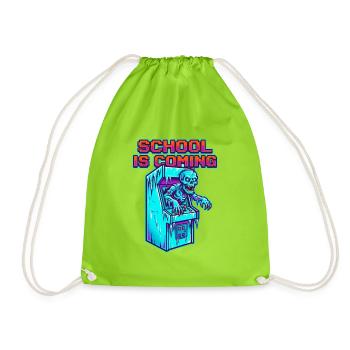 L’école arrive Arcade Pixel Art de Zombies - Sac de sport léger - vert néon - Devant