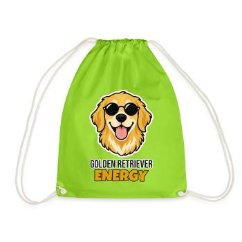 Golden Retriever Energy – Hund mit Sonnenbrille - Turnbeutel - Neongrün - Vorne