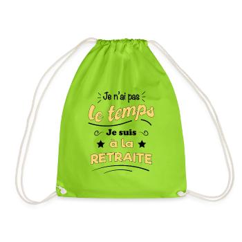 Humour Retraite homme femme - Sac de sport léger - vert néon - Devant