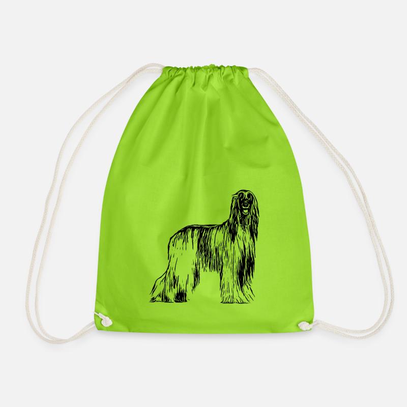 Afghane Afghanischer Windhund Design Geschenkidee - Turnbeutel - Neongrün