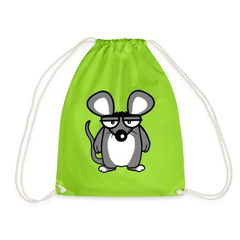 Mouse looks angry angry frustrated angry aggressive - Drawstring Bag - neon green - Front