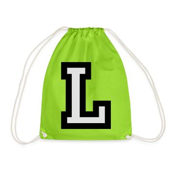 Buchstabe L - Turnbeutel - Neongrün - Vorne