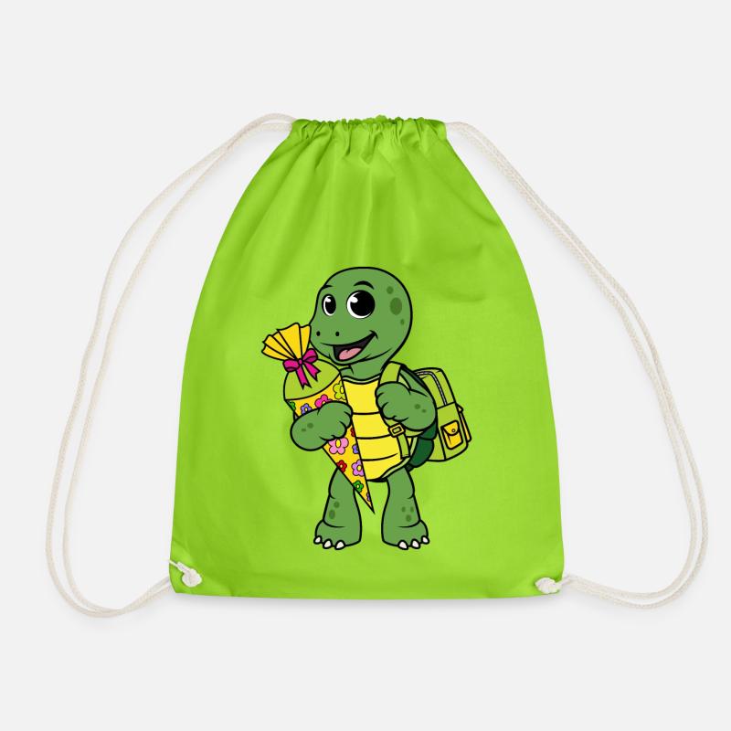 Schildkröte Einschulung Schulkind Zuckertüte Kind - Turnbeutel - Neongrün