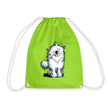 Knuffiger Samojede - Turnbeutel - Neongrün - Vorne