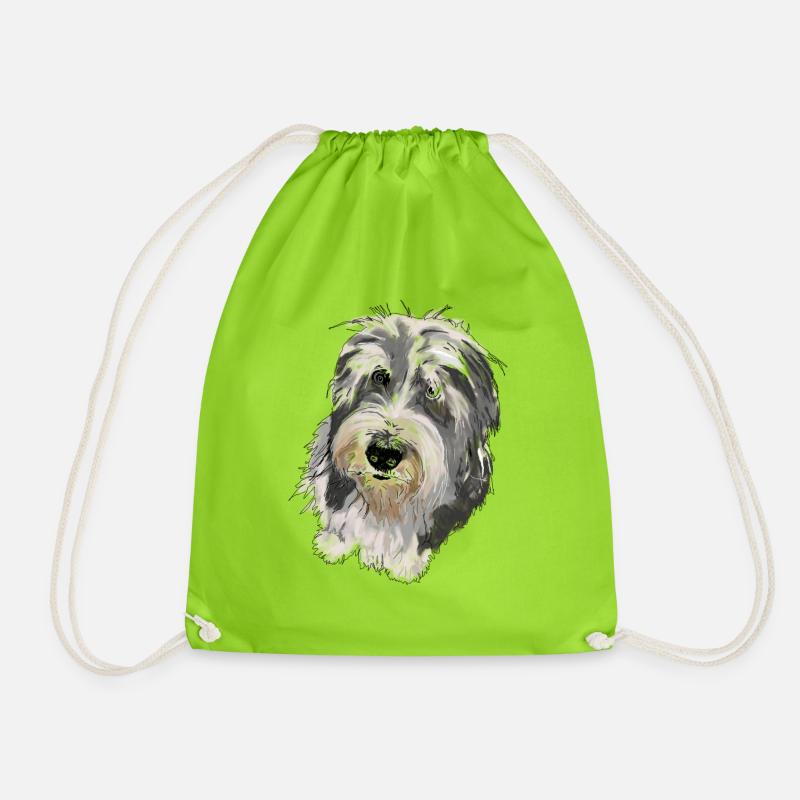 Bearded Collie - Turnbeutel - Neongrün
