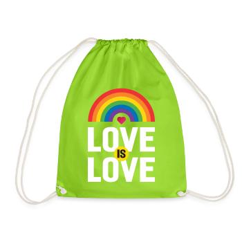 Pride Month LGBTQ - Love is Love - Drawstring Bag - neon green - Front