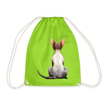 Cornish Rex Cat - Drawstring Bag - neon green - Front