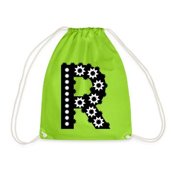 Letter R - Drawstring Bag - neon green - Front