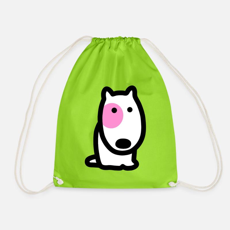 CORSO THE DOG with pink eyes (front) - Drawstring Bag - neon green